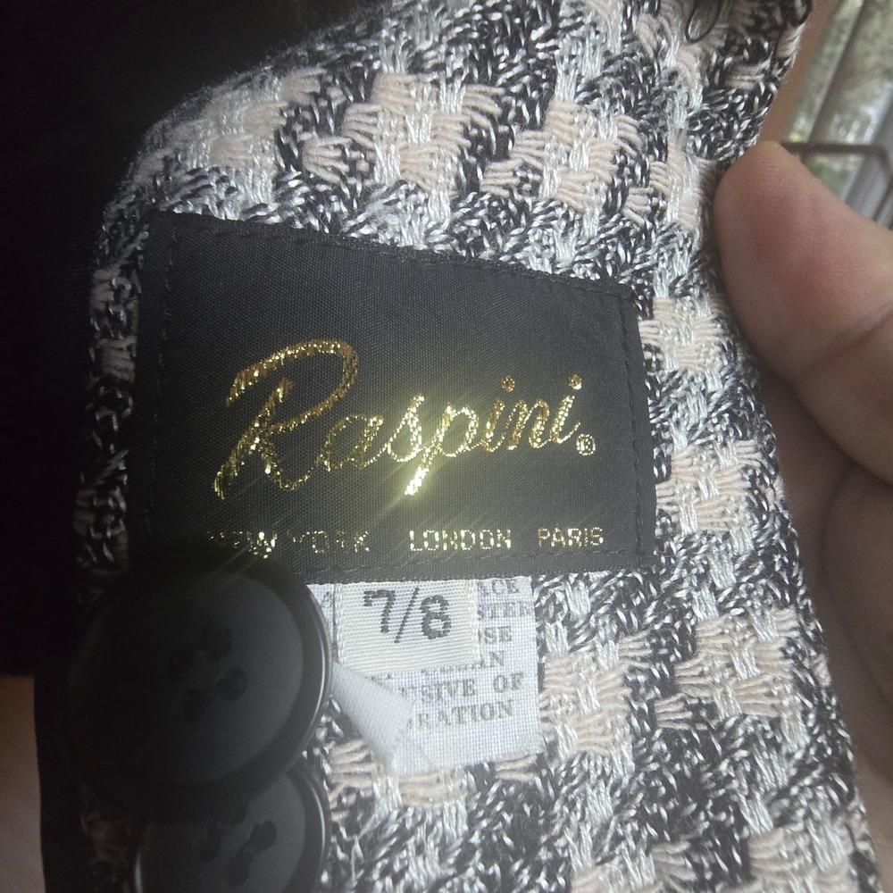Raspini‎ Vintage Houndstooth Tweed Blazer London Paris Tailored USA 7/8 - Picture 6 of 8